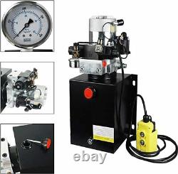10 Quart Double Acting 12V Hydraulic Pump 3200 PSI with Hydraulic Pressure Gauge
