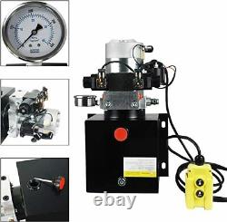 12V Hydraulic Power Unit Double Acting with Pressure Gauge Hydraulic Pump 8 Quart