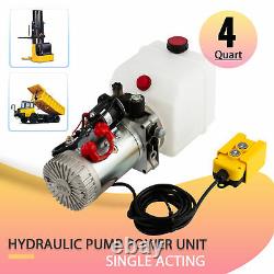 12 Volt Hydraulic Pump for Dump Trailer 4 Quart Poly Single Acting