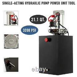 12 Volt Single Acting Hydraulic Pump for Dump Trailer 20 Quart Metal Reservoir