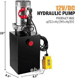 15 Quart Single Acting Hydraulic Pump Dump Trailer Unit Pack Power Unit 12V DC
