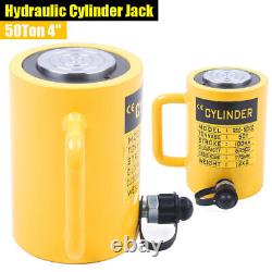 50 Ton 4-Stroke Hydraulic Cylinder Ram Jack Single Acting Lifting Ram Yellow