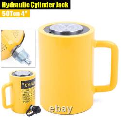 50 Ton 4-Stroke Hydraulic Cylinder Ram Jack Single Acting Lifting Ram Yellow