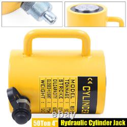 50 Ton Hydraulic Lifting Cylinder Jack Ram Pressure Pump 4 (100mm) Stroke USA
