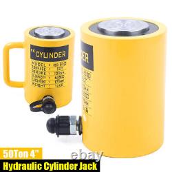 50 Ton Solid Hydraulic Ram Cylinder Jack 4 inch 100 mm Stroke Single Acting Pump
