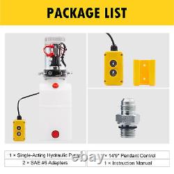 6qt 12V Single Acting Hydraulic Pump for RVs Tow Booms Truck Winches Plows