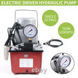 750W 10000 PSI Electric Hydraulic Driven Pump Single Acting Manual Valve 110V