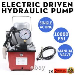 750W 110V Electric Driven Hydraulic Pump Single Acting +1.8m Oil Hose 10K PSI 7L