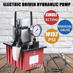 750W 110V Electric Driven Hydraulic Pump Single Acting +1.8m Oil Hose 10K PSI 7L