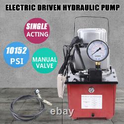 750Watt Electric Hydraulic Driven Pump Single Acting Manual Valve 10000 PSI 110V