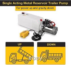8 Quart 12V Hydraulic Power Pump Unit Single Acting Dump Trailer Car Lifting