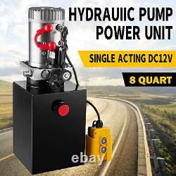 8 Quart Single Acting Hydraulic Pump Dump Trailer 12V Reservoir Pack Power Unit