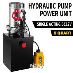 8 Quart Single Acting Hydraulic Pump Dump Trailer DC12V Unit Pack Power Unit