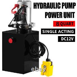 8 Quart Single Acting Hydraulic Pump Dump Trailer DC12V Unit Pack Power Unit