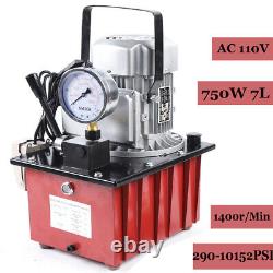 Electric Hydraulic Pump Single Acting Manual Valve 290-10,152PSI 7L Oil Capacity