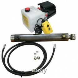 Flowfit Hydraulic 12V DC single acting trailer kit to lift 10 Tonne, 400mm cylin
