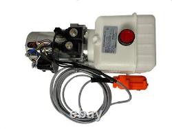 Hydraulic Pump for Dump Trailer 12 Volt DC Single Acting 6 Quarts plastic tank