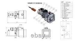 Hydraulic Pump for Dump Trailer 12 Volt DC Single Acting 8 Quarts plastic tank