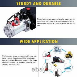 Single Acting 12V 6qt Hydraulic Pump w Metal Res for Snow Plow Dump Bed Tow