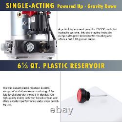 Single Acting 6qt 12V Hydraulic Pump for Truck Winches Plows RVs Tow Booms