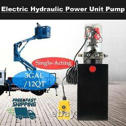 Single Acting Hydraulic Pump 12 Quart 12V DC Dump Trailer Metal Reservoir