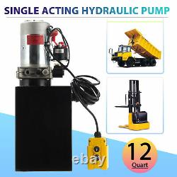 Single Acting Hydraulic Pump 12 Quart 12V DC Dump Trailer Metal Reservoir BHM