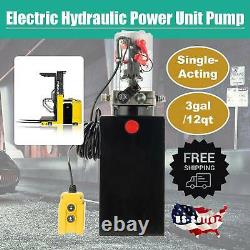 Single Acting Hydraulic Pump for Dump Trailers 12 VDC 12 Quart Metal Reservoir