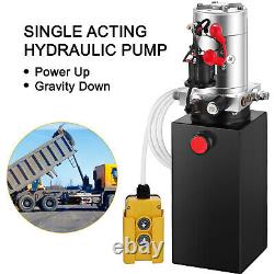 VEVOR 6 Quart Single Acting Hydraulic Pump Dump Trailer Iron Lifting Power Unit