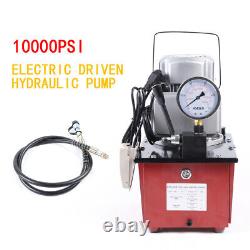 Groupe motopompe hydraulique électrique à simple effet + tuyau d'huile de 1,8 m 750W 10000 PSI