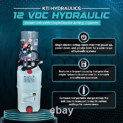 KTI Hydraulics 12 VDC Groupe de puissance hydraulique avec simple effet double, 3 quarts