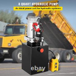 Pompe hydraulique simple effet de 8 litres pour remorque à benne avec unité d'alimentation 12V