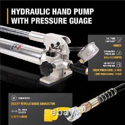 Pompe manuelle hydraulique 900cc avec manomètre de pression - Pompe hydraulique à action simple pour levage